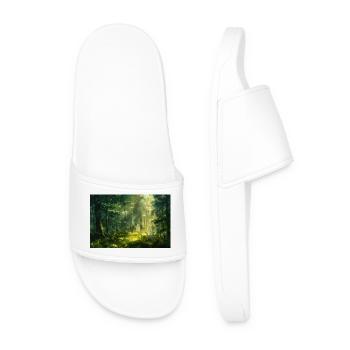 Forest Landscape Illustration Poster - Men’s Pool Sliders - white - Front