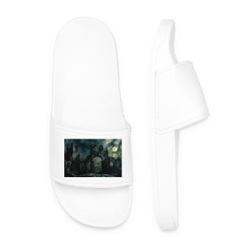 Poster Illustration Medieval Landscape in Ruins - Men’s Pool Sliders - white - Front