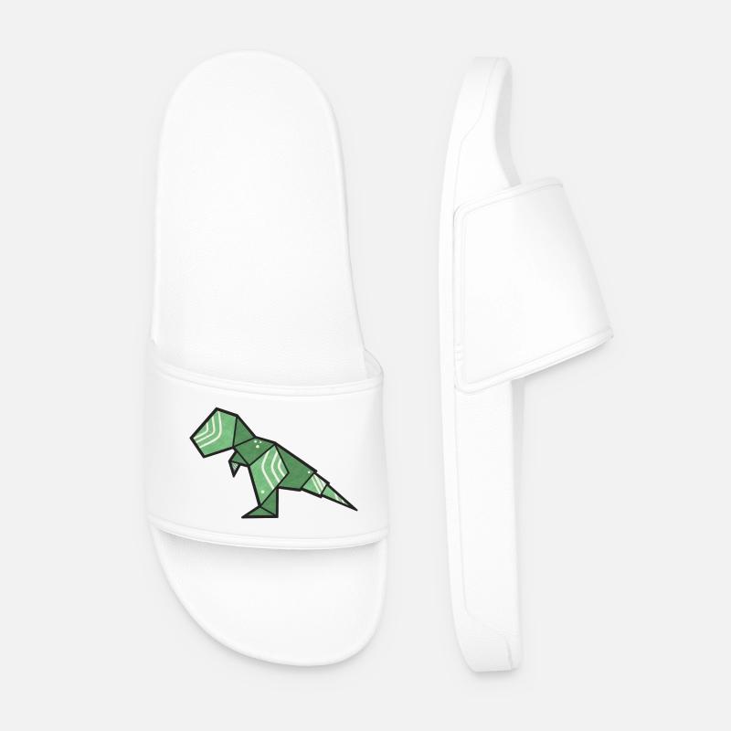 T-Rex Dino Origami Style - Männer Badelatschen - Weiß