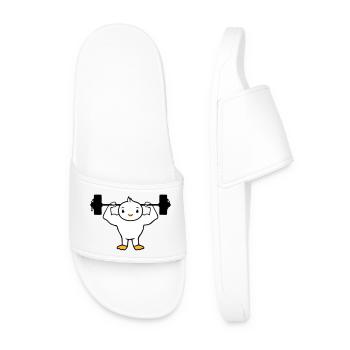 Oiseau Bodybuilder Haltérophilie Fort Gym Fitness - Claquettes Homme - blanc - Devant
