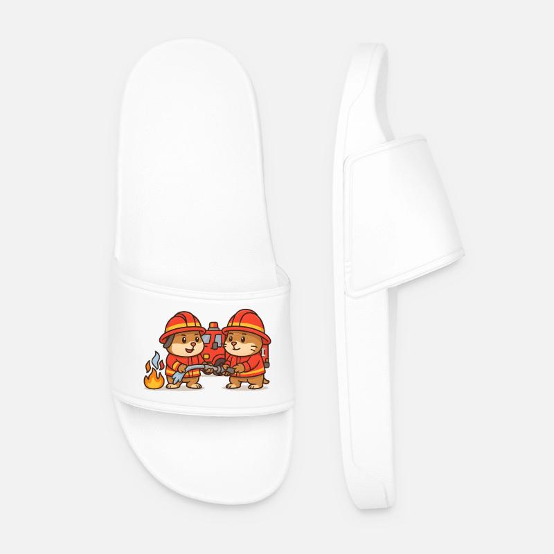 Firefighter hamsters - Men’s Pool Sliders - white