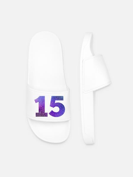 Number 15 galaxy - Men’s Pool Sliders - white