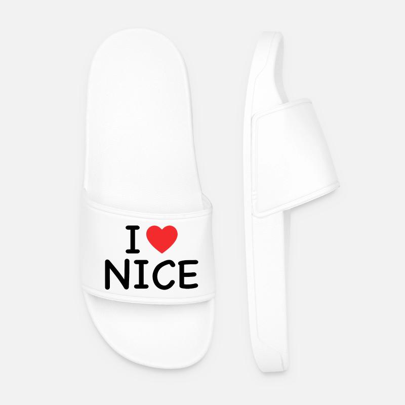 I Love Nice - J'aime Nice - Männer Badelatschen - Weiß