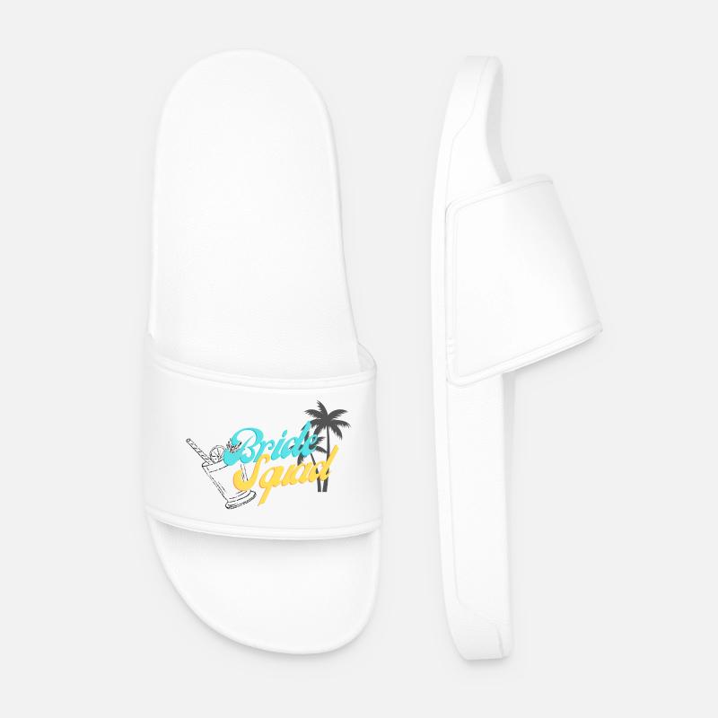 Bride Squad Tropical Sunset Design - Men’s Pool Sliders - white