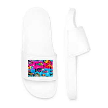 Poissons colorés sur fond vifs - Claquettes Homme - blanc - Devant