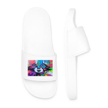 Colorful raccoon - Men’s Pool Sliders - white - Front