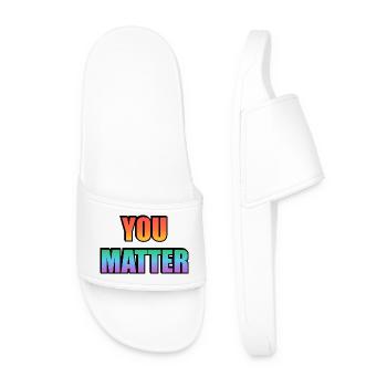 You Matter Gradient Text  - Men’s Pool Sliders - white - Front