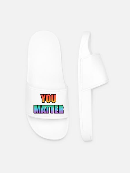 You Matter Gradient Text - Men’s Pool Sliders - white