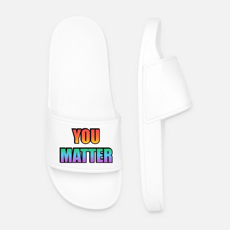 You Matter Gradient Text  - Men’s Pool Sliders - white