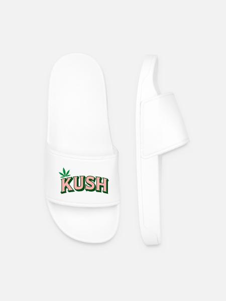 KUSH Retro Leaf - Men’s Pool Sliders - white