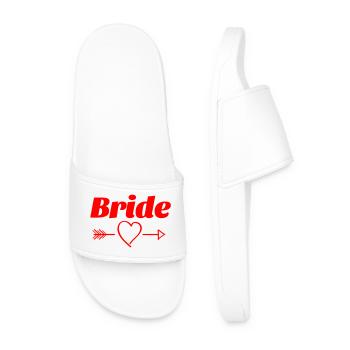 Bridal Heart Arrow Design - Men’s Pool Sliders - white - Front