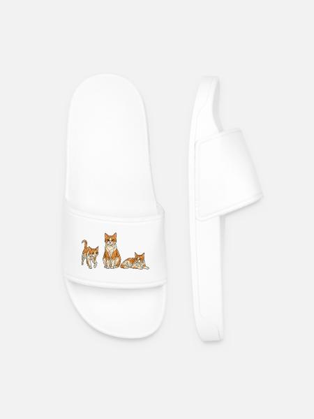 Geometric Cats Trio - Men’s Pool Sliders - white