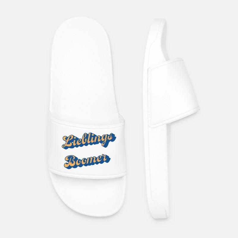 Liebings Boomer Script Logo - Men’s Pool Sliders - white