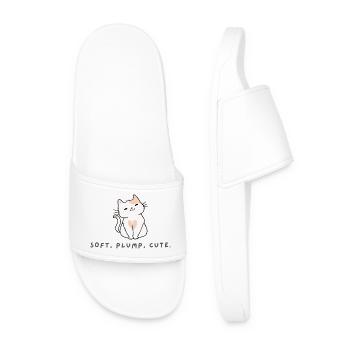 Cute Cat Plump and Sweet Gift Kittens - Men’s Pool Sliders - white - Front