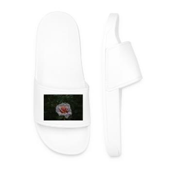 Rose mosaic in dark green - Men’s Pool Sliders - white - Front