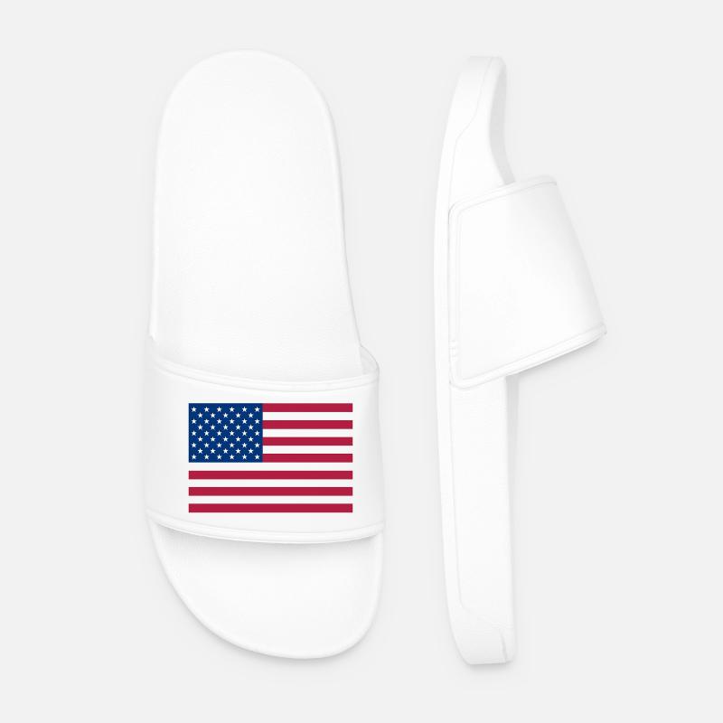 Dunkelrote amerikanische Flagge - Männer Badelatschen - Weiß