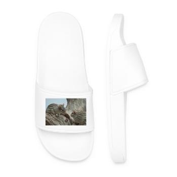 Two small rodents with striped fur face - Men’s Pool Sliders - white - Front