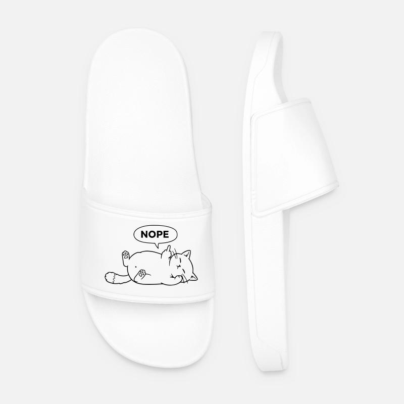 Nope Cat | Sarcastic Cat Statement - Men’s Pool Sliders - white