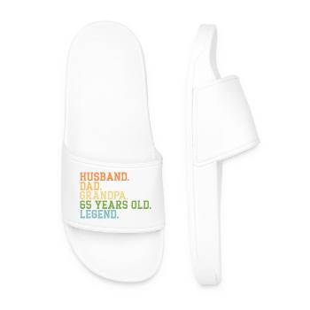 Husband Dad Grandpa 65 Years Old Legend - Men’s Pool Sliders - white - Front
