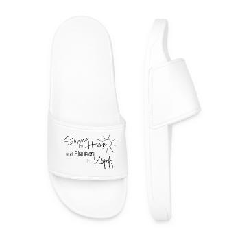 Sun in the heart & fluff in the head – saying - Men’s Pool Sliders - white - Front