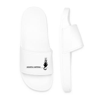 Scratch Happens – Funny Cat Word Game - Men’s Pool Sliders - white - Front
