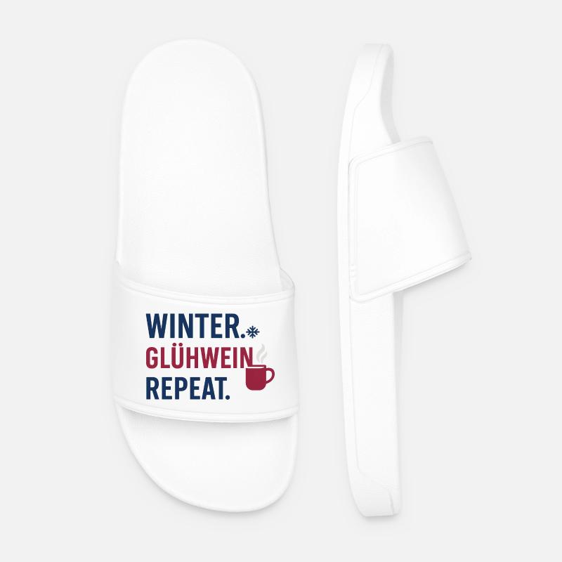 Winter. Glühwein. Repeat. - Männer Badelatschen - Weiß