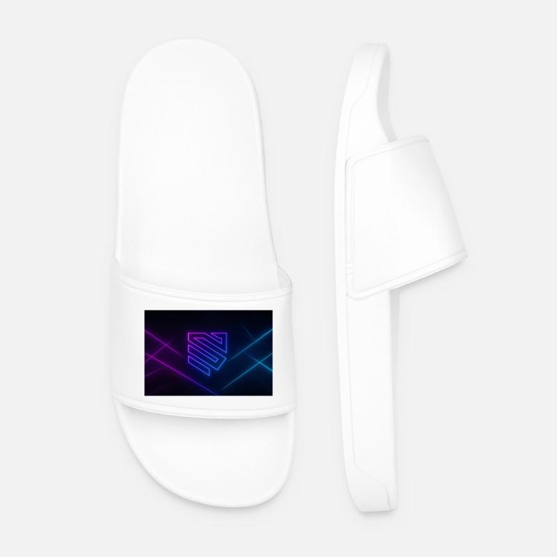 Neon Geometry Glow - Men’s Pool Sliders - white