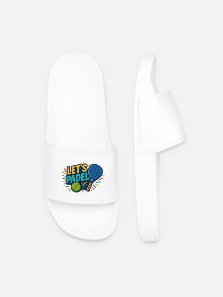 Padel Motif Lets Padel - Men’s Pool Sliders - white