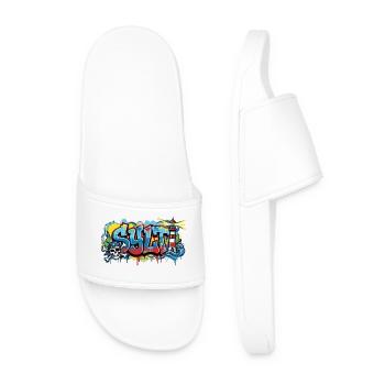 Sylt Graffiti with Lighthouse - Men’s Pool Sliders - white - Front