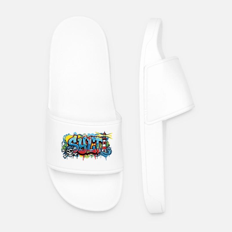 Graffiti de sylles avec phare - Claquettes Homme - blanc