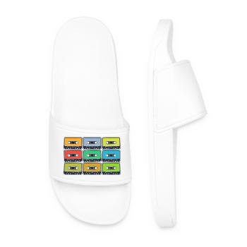 Retro Cassettes in Color - Men’s Pool Sliders - white - Front
