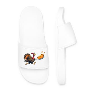 Thanksgiving Drôle Dinde de Thanksgiving - Claquettes Homme - blanc - Devant