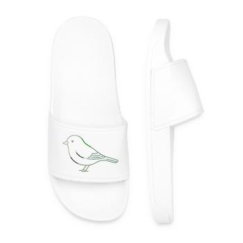 Minimalist Green Linear Bird - Men’s Pool Sliders - white - Front