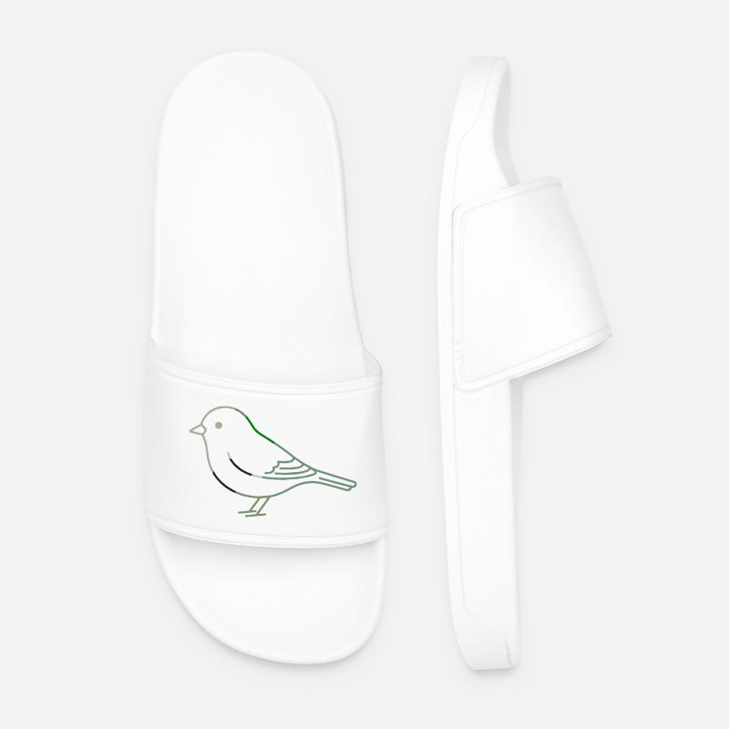 Minimalistischer Grüner Linearvogel - Männer Badelatschen - Weiß
