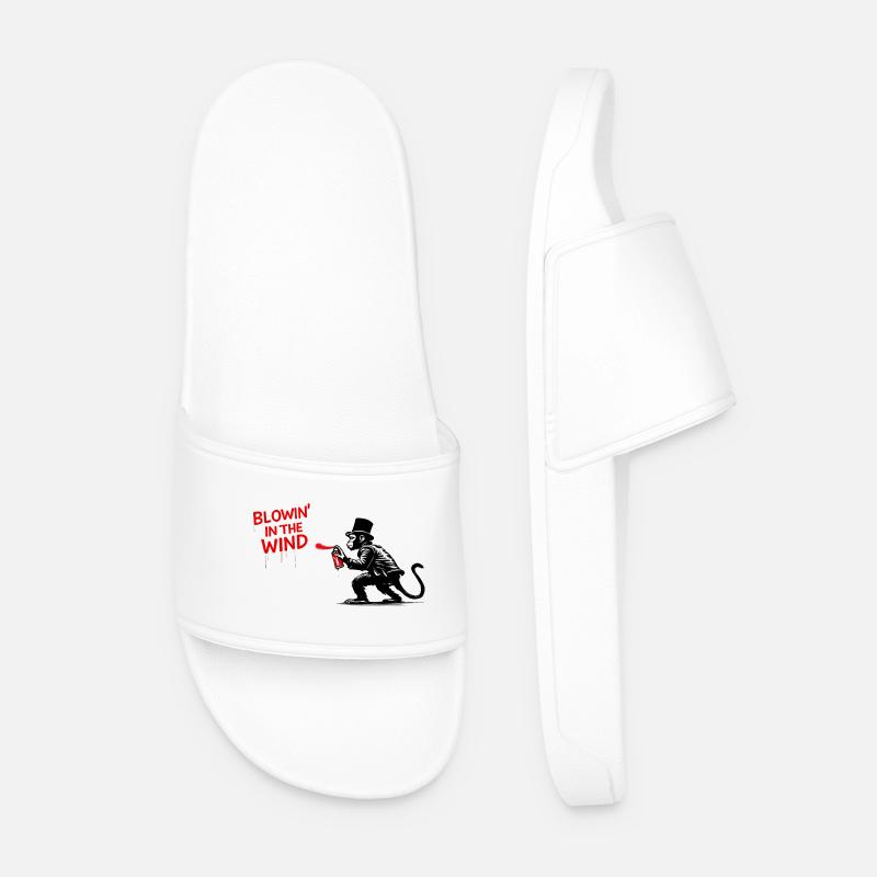 Wind Spray Monkey Graffiti - Men’s Pool Sliders - white