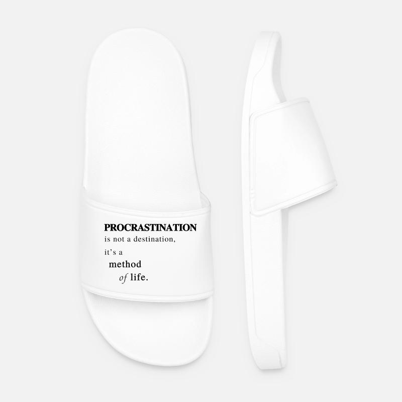 Procrastination as a Method of Life - Saying - Men’s Pool Sliders - white