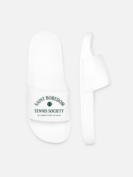 Saint Boredom - Tennis Society - Men’s Pool Sliders - white