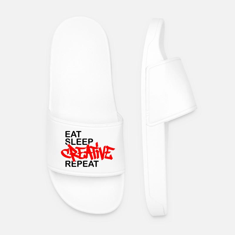 Eat Sleep Creative Repeat - Men’s Pool Sliders - white