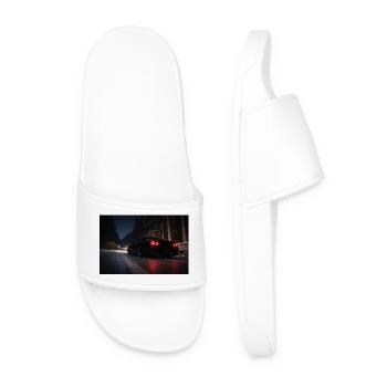 Night Sports Car on the Road - Men’s Pool Sliders - white - Front