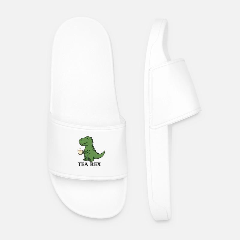 Tea Rex Dino with Tea - Men’s Pool Sliders - white