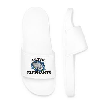 I Love Elephants and Blue Roses - Men’s Pool Sliders - white - Front