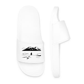But Why Penguin Meme Minimalist Art - Men’s Pool Sliders - white - Front