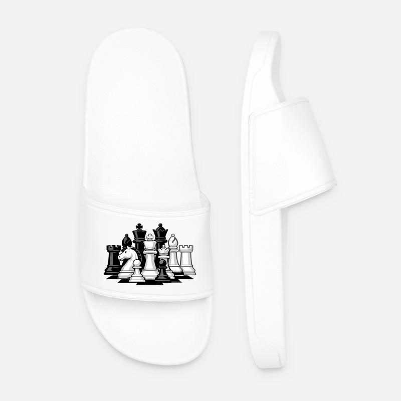 Schach Schachfiguren Anordnung - Männer Badelatschen - Weiß