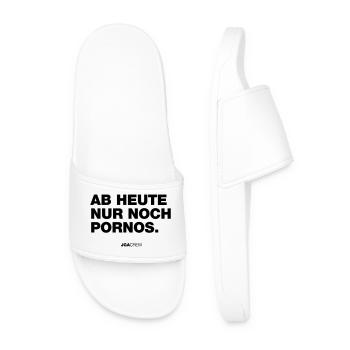 JGA: Ab heute nur noch Pornos - Illustration - Männer Badelatschen - Weiß - Vorne