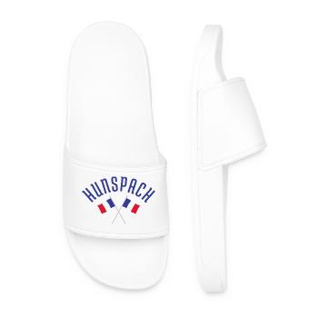 Arched HUNSPACH with Crossed French Flags - Men’s Pool Sliders - white - Front