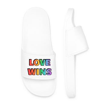 Love Wins Rainbow Gradient LGBT Pride - Men’s Pool Sliders - white - Front