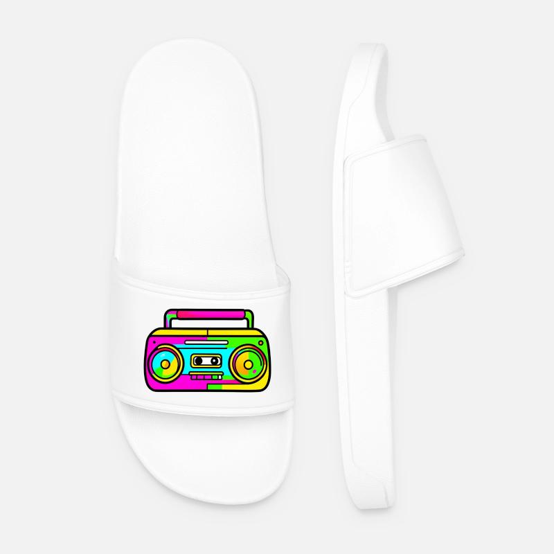 Neon Boombox Retro Pop Art - Männer Badelatschen - Weiß