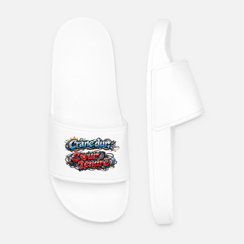 CyberMecanik - Hard Skull Tender Heart - Men’s Pool Sliders - white