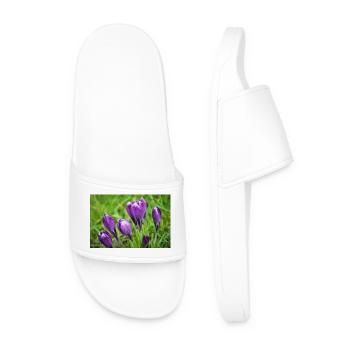 Purple Crocus Cluster im Frühlingsgarten - Männer Badelatschen - Weiß - Vorne