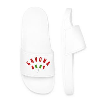 Emblem der Savona-kreuzten italienischen Flaggen - Männer Badelatschen - Weiß - Vorne